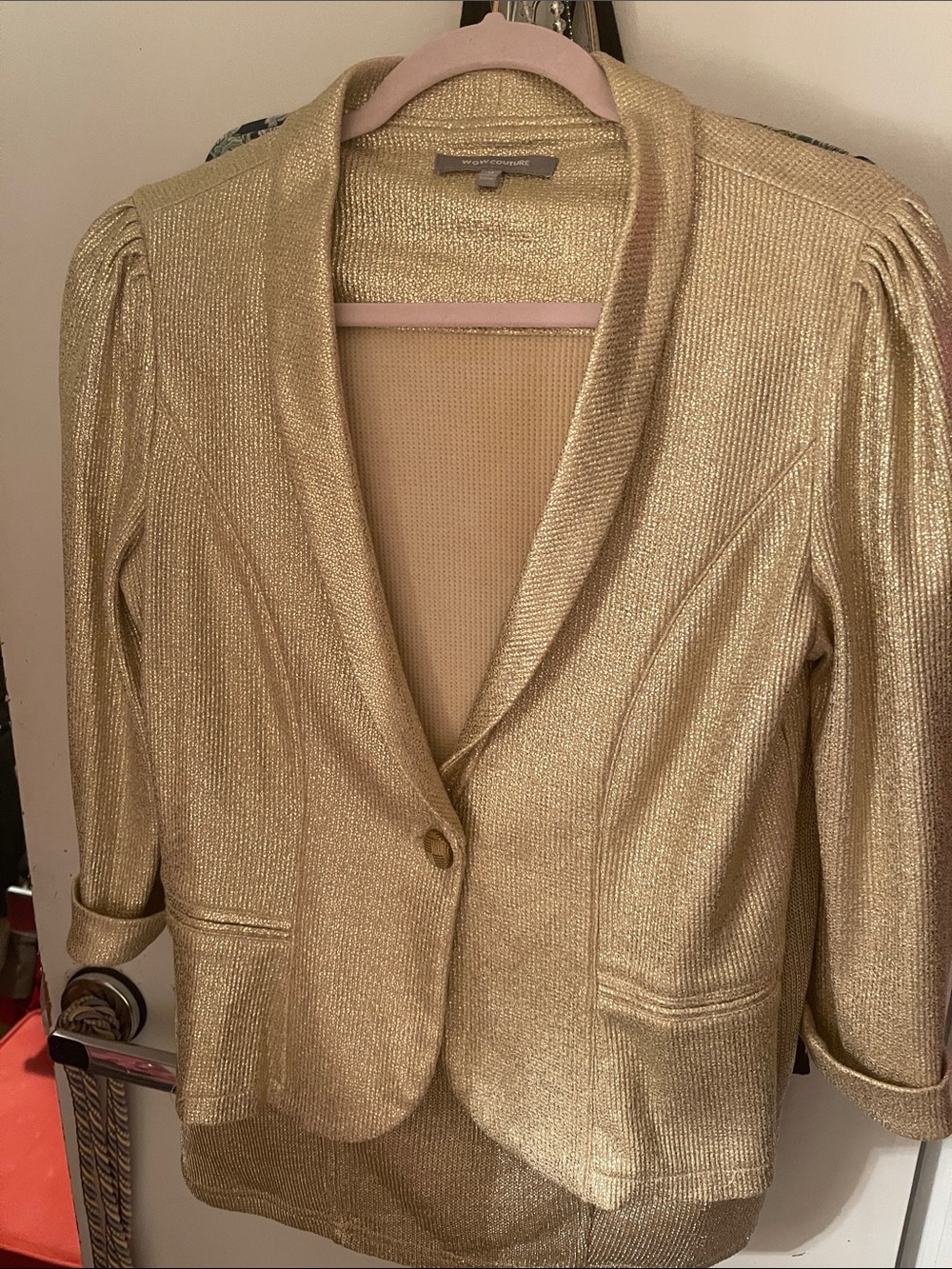 WOW couture Gold Metallic Blazer Jacket